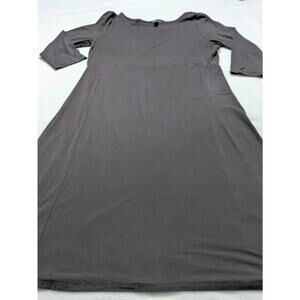 Eileen Fisher Jersey‎ Dress Gray 3/4 Sleeves Swing Midi Small Minimalist Bounce